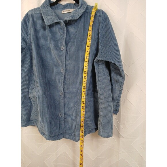 CW Classics Shacket Sz XL Corduroy Wide Wale Blue pleated back Oversized Buttons - Picture 3 of 12